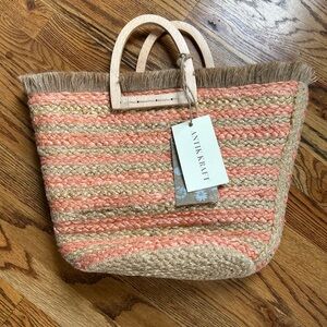 Antik Kraft Peach and Tan Woven Tote